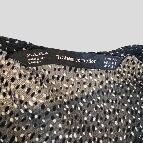 Zara Trafaluc Sheer Faux Wrap Dress XS Speckled Black Sexy LBD Party Club Gothic - Picture 16 of 16